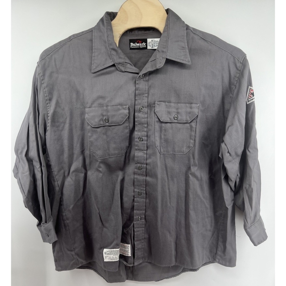 Bulwark Men's Long-Sleeve Flame-Resistant Work Shirt - Gray